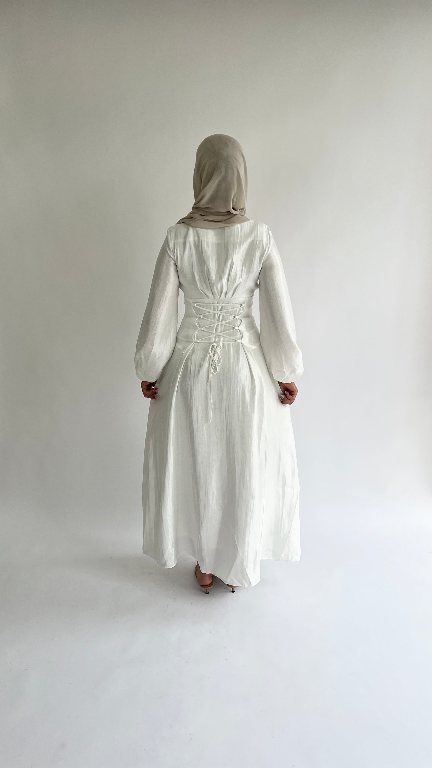 amira lace up dress opal