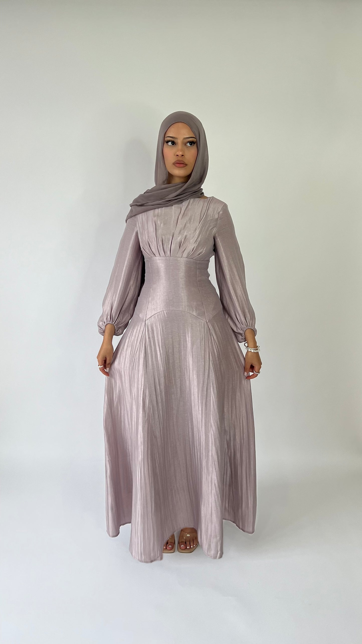 amira lace up dress lilac