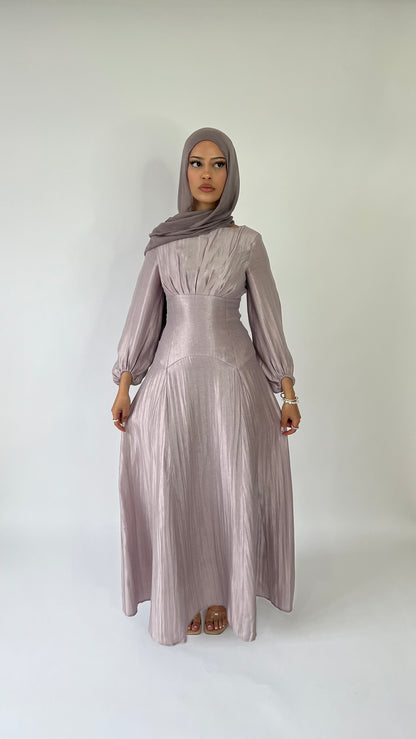 amira lace up dress lilac