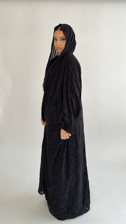dantela lace abaya black