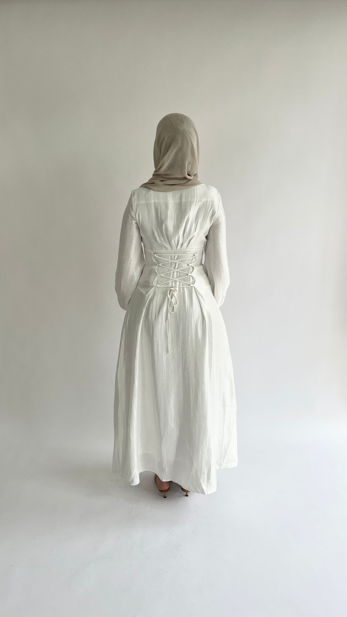 amira lace up dress opal