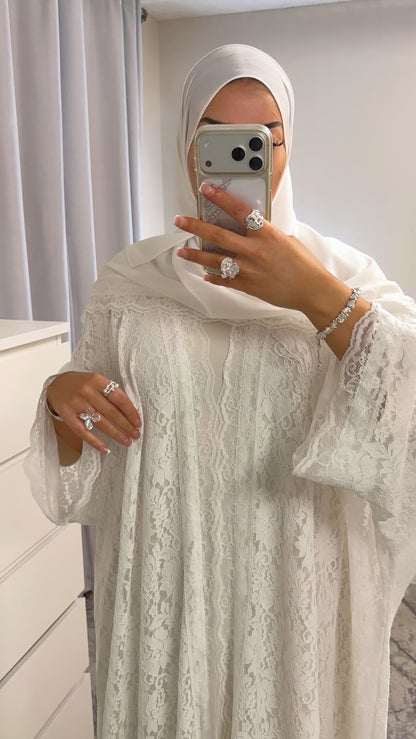 white lace abaya