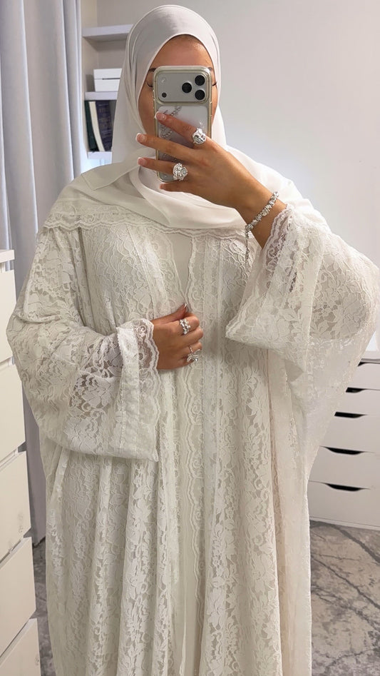 white lace abaya