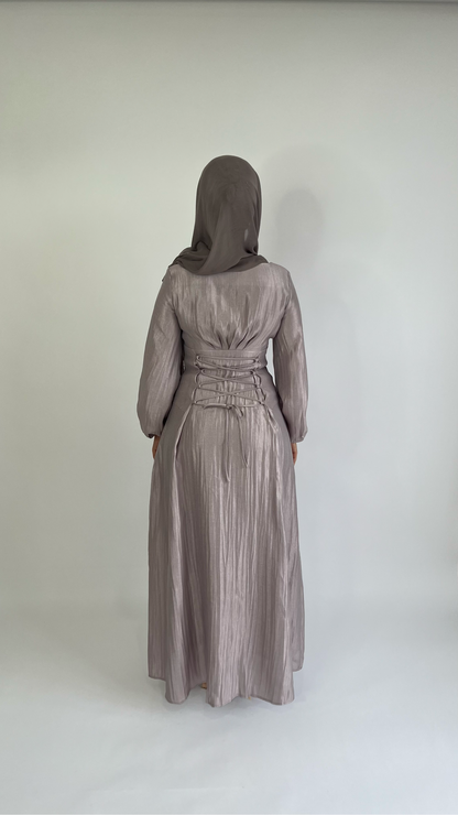 amira lace up dress lilac