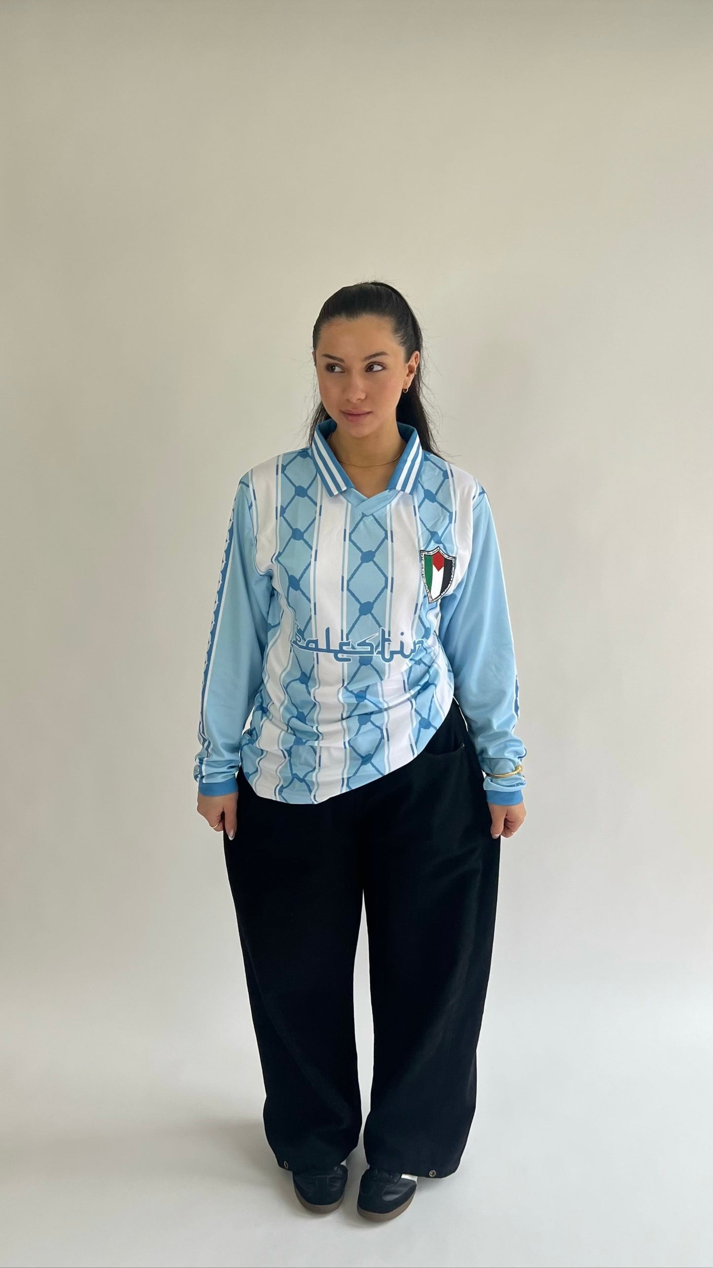 long sleeve blue palestine jersey