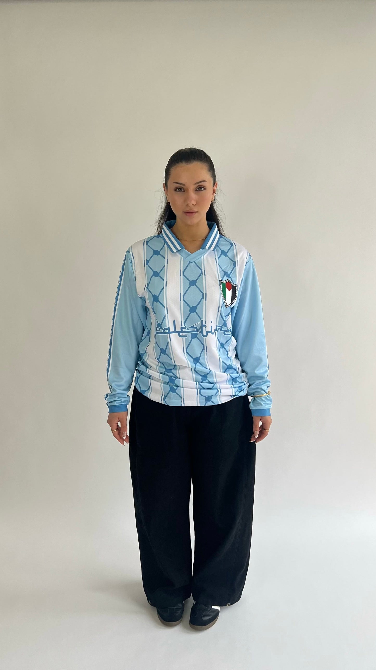 long sleeve blue palestine jersey