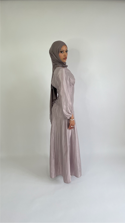 amira lace up dress lilac