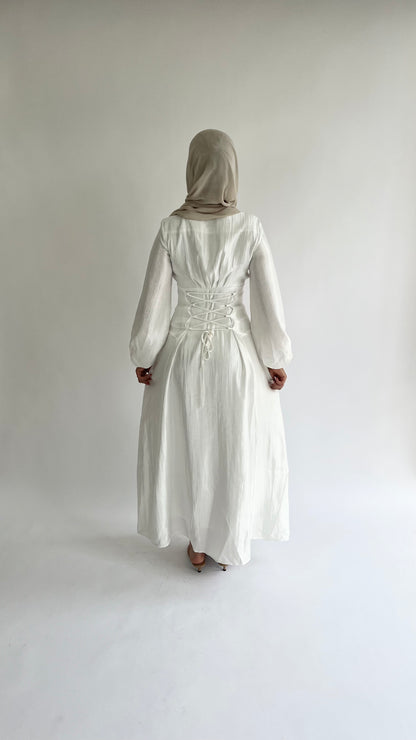amira lace up dress opal