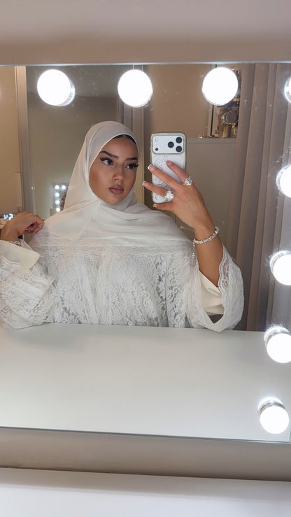 white lace abaya