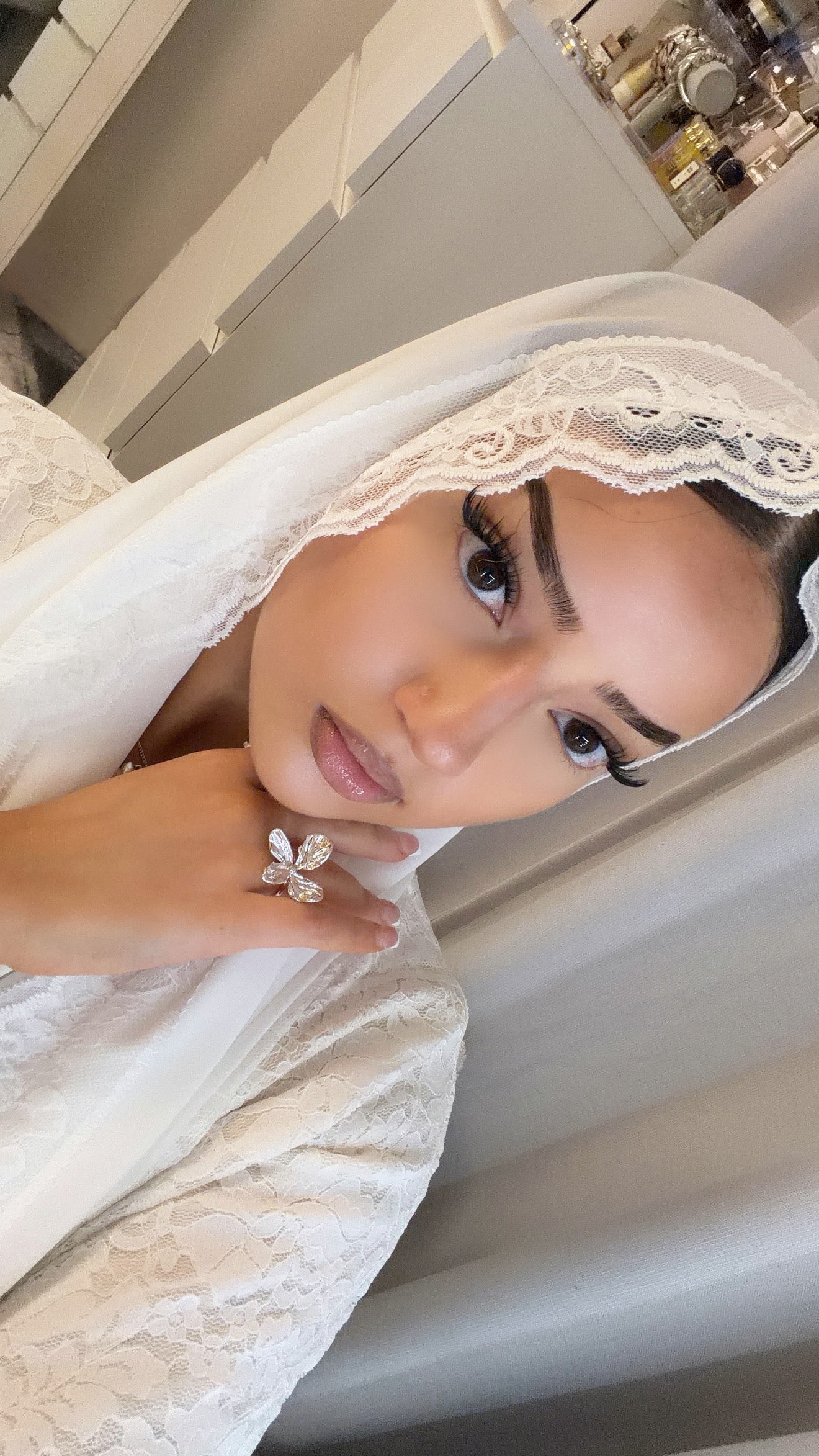 white lace abaya